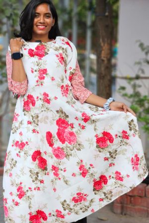 Women’s day popcorn umbrella kurthi