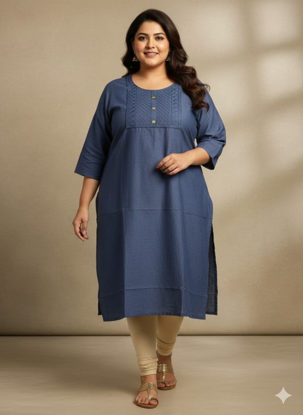 Big Size Plain Side Open kurti OTF - 14432 gray