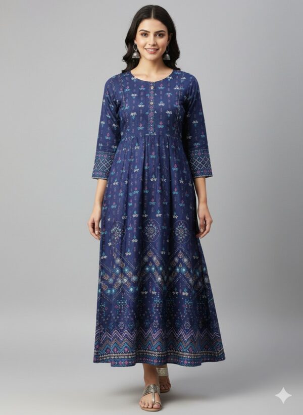 Big Size Anarkali Trending Kurtis OTF-45(Design and color shade Random) Navy Blue
