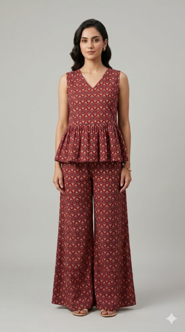 Cotton Printed Peplum Coord Set OTF - PA8038