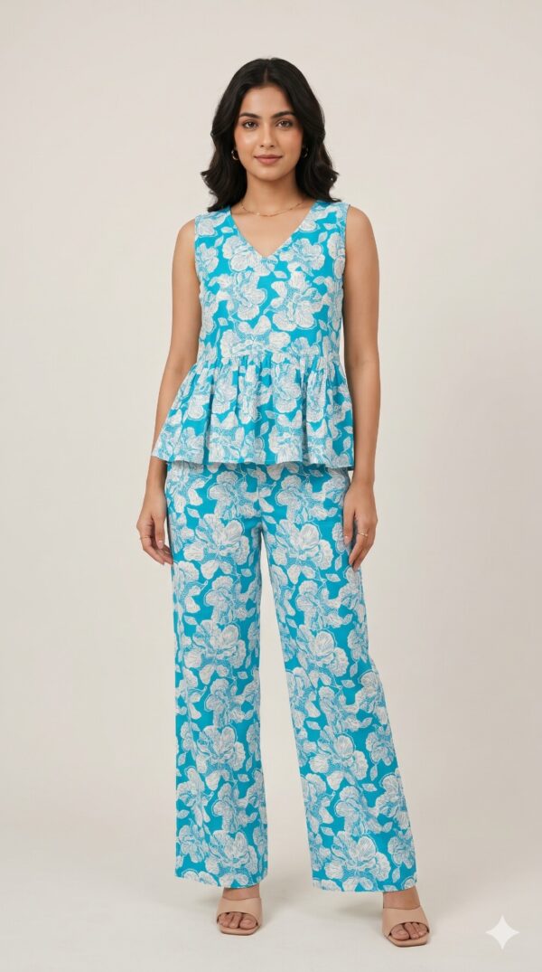 Cotton Printed Peplum Coord Set OTF - PA8038