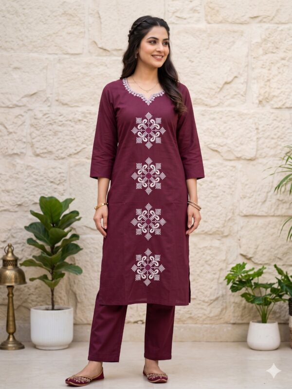 Cotton Embroidery Two Piece Set OTF - PA9137